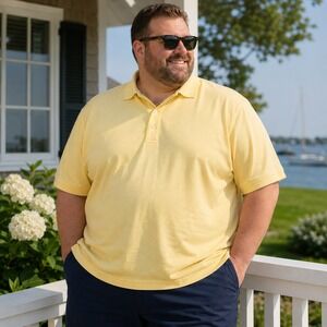 Brooks Brothers Polo Shirt XXL Yellow Double Mercerized Cotton Performance Knit